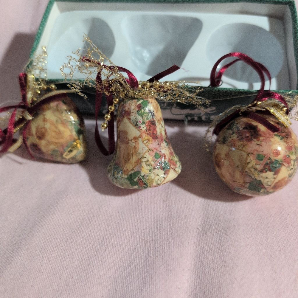 Set of 3 Decoupage Ornaments